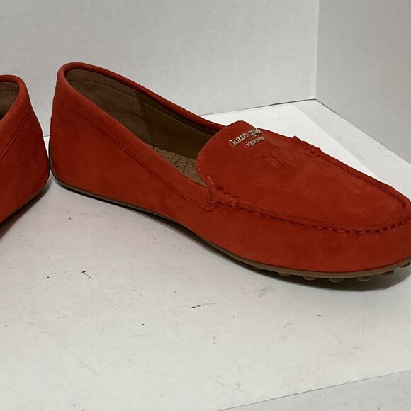Kate Spade Leather Suede Deck Driver Loafers Womens 10 Coral Slip-On Shoes - Picture 4 of 10